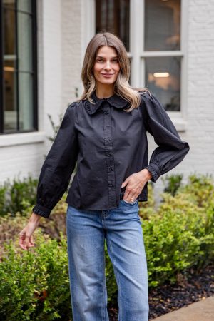 Everyday Ease Ruffle Button-Down Blouse