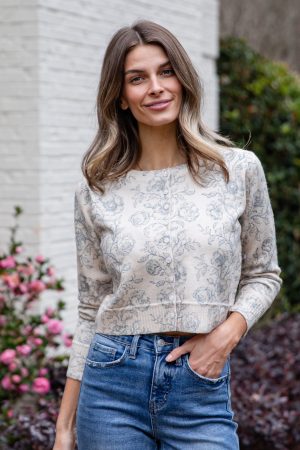 Heirloom Blue Floral Knit Top