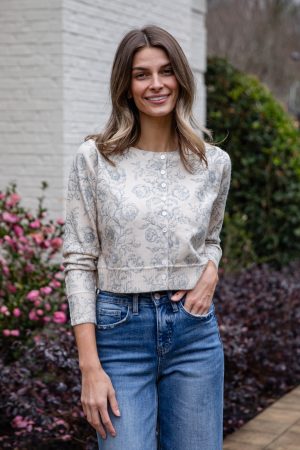 Heirloom Blue Floral Knit Top