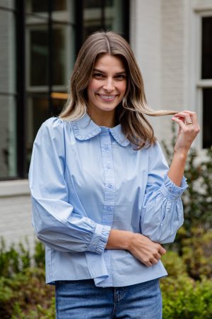 Everyday Ease Ruffle Button-Down Blouse