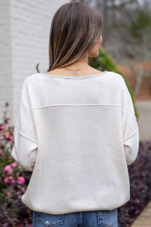 Softline Lightweight Cream Knit Oversized Top