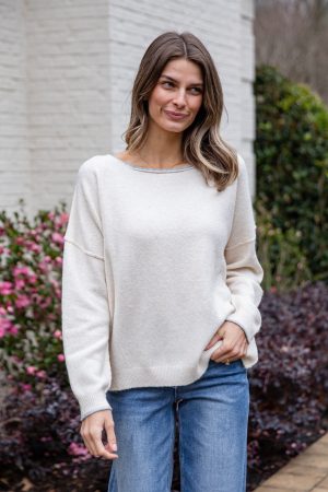 Softline Lightweight Cream Knit Oversized Top