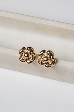 Camille Gold Floral Stud Earrings