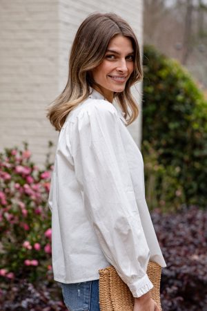 Everyday Ease Ruffle Button-Down Blouse